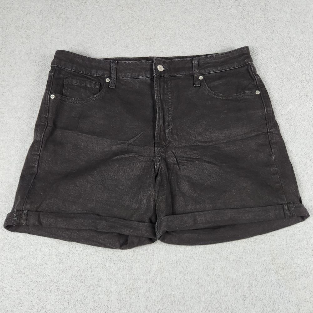 Old Navy O.G. Straight Jean Shorts Womens 16 Black Denim Secret Smooth Pockets